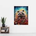 thumbnail image 2 of Gleeful Racoon Quirky Portrait Spring Makes Everything Better Oil Painting Kids Bedroom Blooming Wildflower Meadow Extra Large XL Wall Art Poster Print, 2 of 4