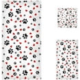 thumbnail image 2 of Dreamtimes Cute Animal Dog Paw Heart Pattern Soft Decorative Set of 3 Towels, 1 Bath Towel+1 Hand Towel+1 Washcloth, Multipurpose for Bathroom, Hotel, Gym, Spa and Beach, 2 of 5