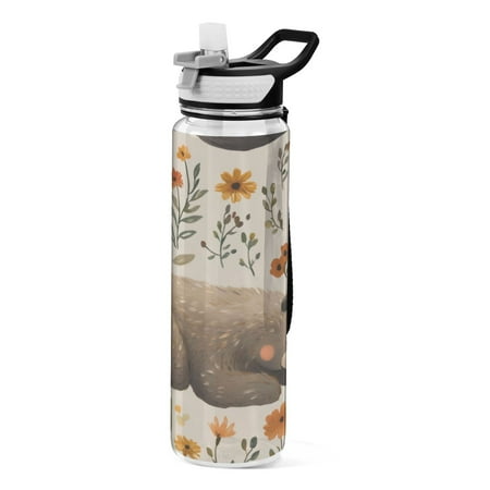 

Sports Water Bottle 1000ML Tritan Food Grade Clear Water Bottle Fitness Outdoor Sports Bike Gray Sleeping Bear