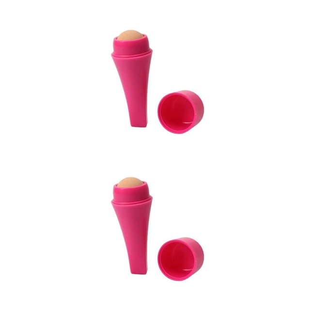 Seitruly Rodillo absorbente de aceite facial Cuidado de la piel Belleza Masaje Limpieza Rolling Stick Desmontable Reutilizable Handheld Rosado 2piezas