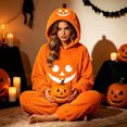 thumbnail image 5 of BOOMNY Halloween Unisex Men Womens Flannel Onesie Pajamas Hallowmas Pumpkin Face Graphic Long Sleeve Hooded Pjs Jumpsuit Cozy Warm Loungewear Homewear, 5 of 5