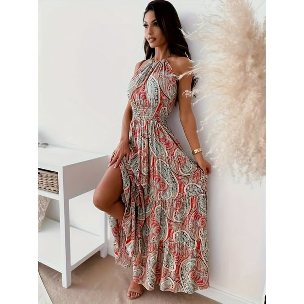 Lmtime Women's Summer 2 Piece Outfits Boho Casual Hanging Neck