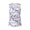 thumbnail image 4 of Xecao Lavender Flowers print women's scoop neck, loose-fit workout tank tops for the gym., 4 of 9
