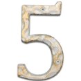 thumbnail image 1 of 5.5 Inch High Home Address House Numbers- Unique Cast Iron Metal Mailbox Number/Letters for Outside or Front Door, Handmade Gold & White Finish (Number 5), 1 of 10