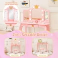thumbnail image 3 of GLACER Girls Vanity Set with Mirror and Stool and Lights, 2 in 1 Wooden  Makeup Vanity Desk with 3 Lighting Modes & Storage Drawer, Kids Vanity Table and Chair Set (Pink), 3 of 9