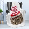 thumbnail image 4 of 25th Birthday Soft Flannel Fleece Throw Blanket, Number Candles 25 on Chocolate Cherry Cake Yummy Artwork Print, Cozy Plush for Indoor and Outdoor Use, 50" x 70", Red Cream Brown, by Ambesonne, 4 of 5
