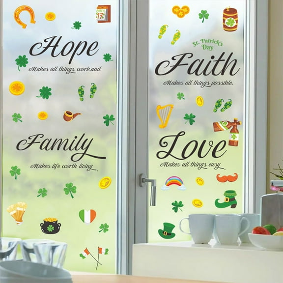 PATLOLLAV St.Patrick's Day Window Decoration Strick,Window Decoration Stickers Home Bedroom Cabinet Stickers St. Patrick's Stickers