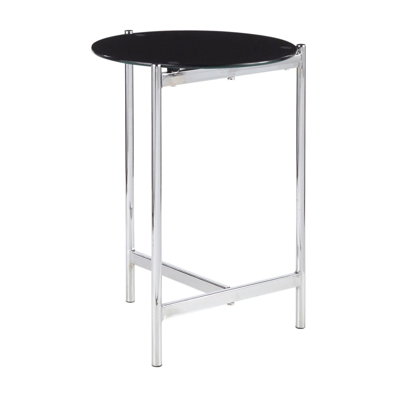 LumiSource Chloe Contemporary Side Table with Black Glass Table Top
