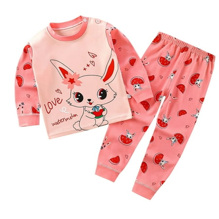 Boys Pajamas Set Fall Pajamas Toddler Crew Neck Long Sleeve Loose Warm Pajamas Set Girls Sleepwears For Girls 2-3 Years