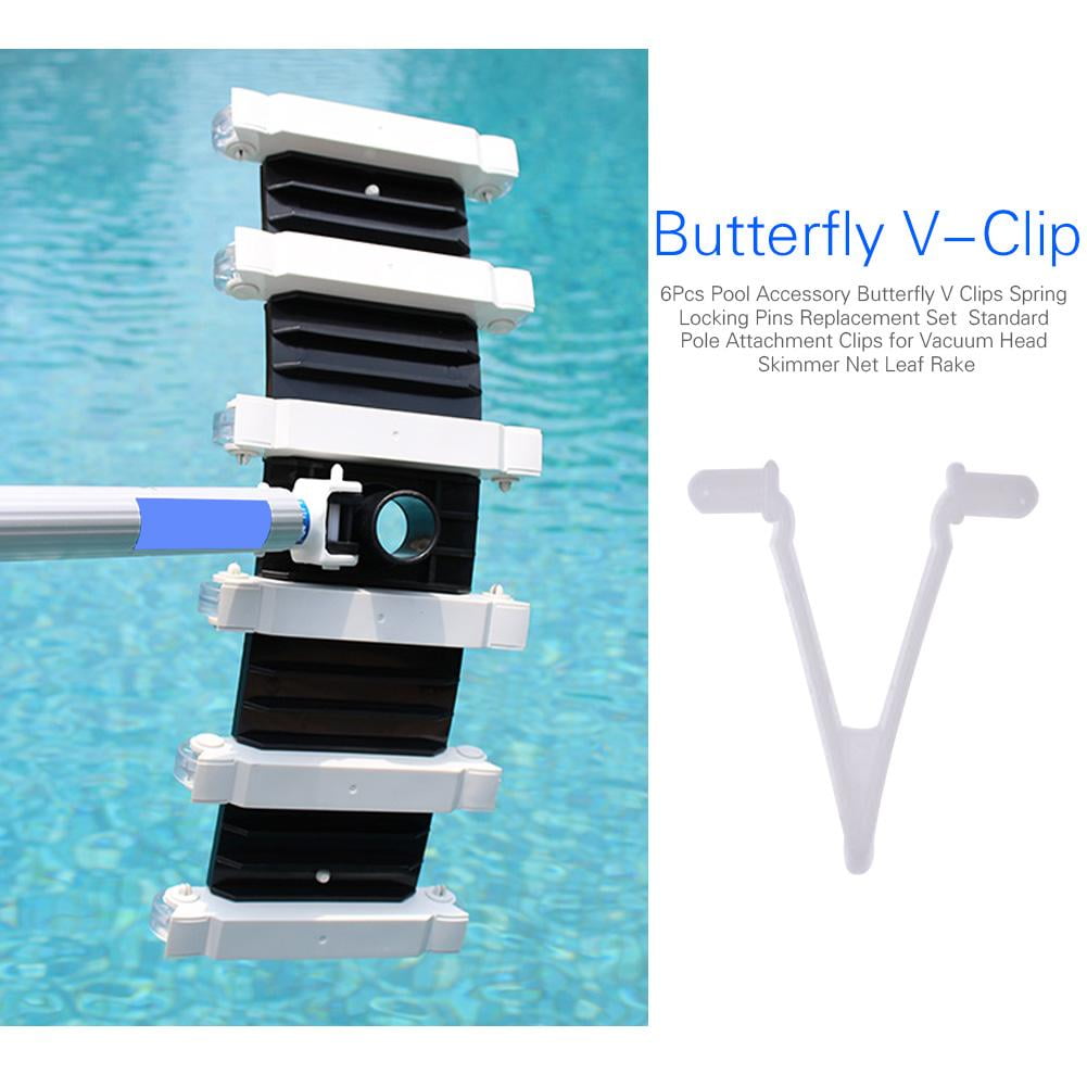 6PCS V Clip for Spring Pool Pins Locking Clips Fastener for Vacuum Head Skimmer Net Leaf Rake Pool Supply 