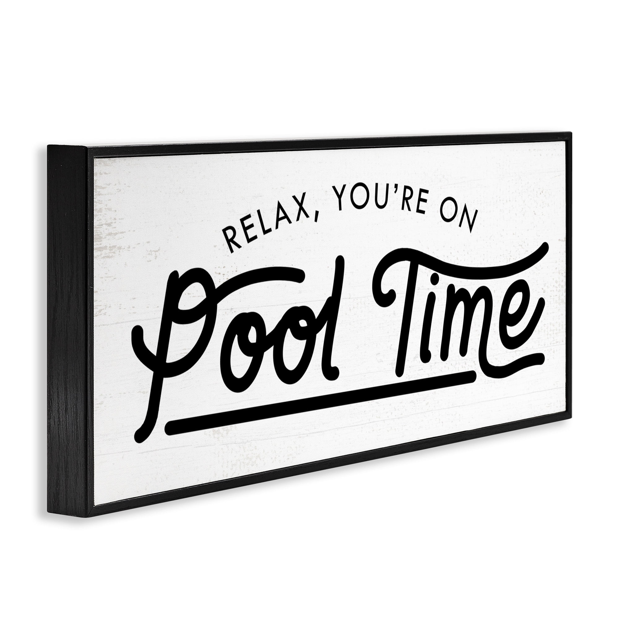 Stupell Industries Pool Time Summer Phrase Typography Painting Black Framed Art Print Wall Art, 24 x 10