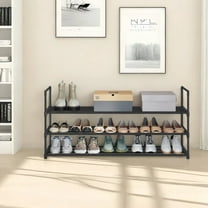 3-Tier Metal Shoe Rack Organizer – Stackable, Space-Saving Storage Shelf for 20-24 Pairs, Upright or Upside Down, Entryway & Closet Use, Black