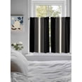 thumbnail image 4 of Kitchen Curtains 54 Inches length, Black Beige Striped Window Treatment Curtain Drapes, Modern Farmhouse Retro Lines Thermal Insulated Drapes for Basement Hotel RV, 42"x54", 2 Panels, 4 of 7