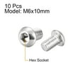 thumbnail image 2 of Uxcell M6 x 0.39'' Hex Socket Round Head Screw Fasteners Bolts 304 Stainless Steel  Silver Tone 10PCS, 2 of 3