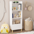 thumbnail image 2 of Kids Bookshelf & Toy Storage, Seizeen Wooden Raised Bookcase for Children, Book Rack Storage with 3 Shelves & Storage Cabinet for Toy, 2 of 11