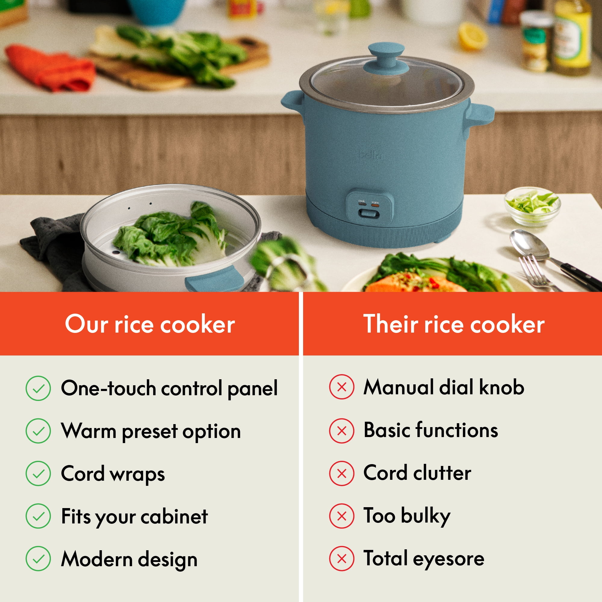 bella 16-Cup Electric Rice Cooker, Surf