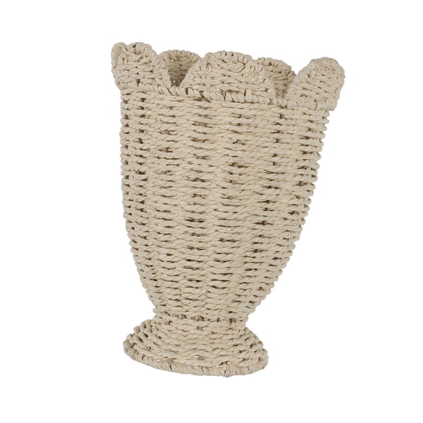 Jarrón de flores tejido, arreglo floral, contenedor floral ligero y multiusos M