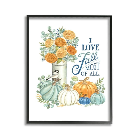 Stupell Industries Love Fall Still Life Holiday Painting Black Framed Art Print Wall Art, 11 x 14