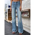 thumbnail image 6 of Women's High Rise Flare Jeans Light Blue Washed Denim Pants with Front Pockets, 6 of 7