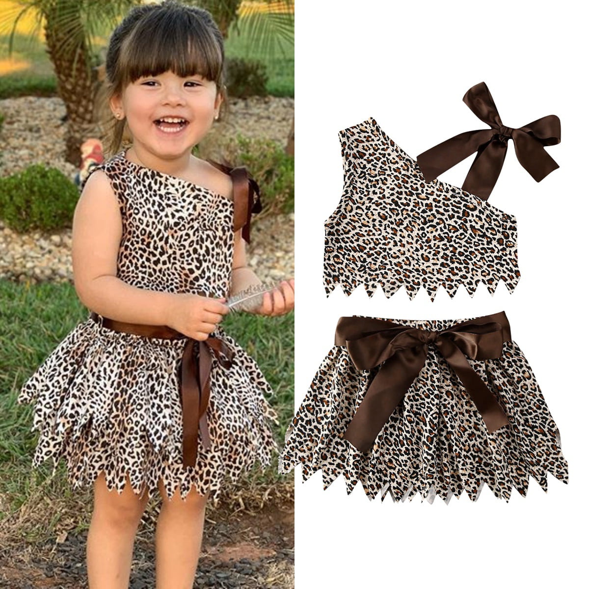 Corduroy Leopard Short Skirts Baby Clothes Set 2PCs Toddler Baby Girl Skirt Outfit Long Sleeve Elastic Band Tops