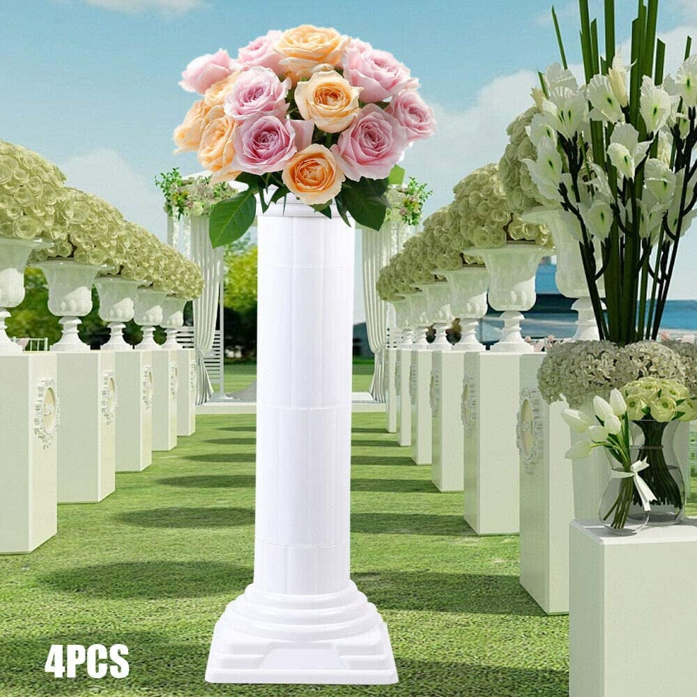 White Plastic Roman Pillar Wedding Columns Garden Venue Decorations Set 