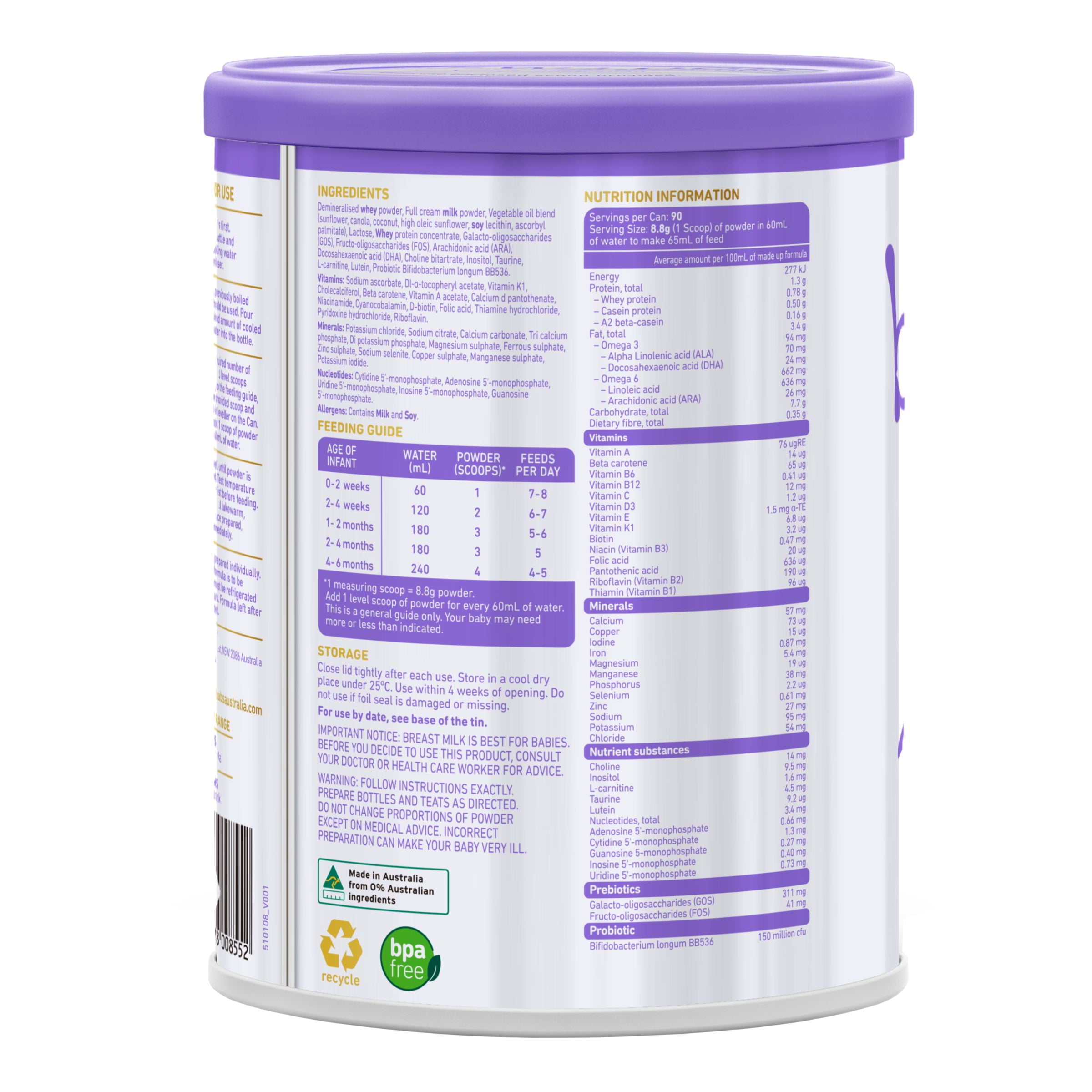 Buy Bubs Supreme Infant Formula, Stage 1, 28.2 oz Online at Lowest