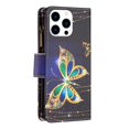 thumbnail image 7 of Dteck Case for iPhone 16 Pro Max, Magnetic Pattern Premium PU Leather 9 Card Slots Zipper Wallet Case Shockproof Kickstand Hybrid Rubber Flip Cover with Wrist Strap,Big Butterfly, 7 of 7
