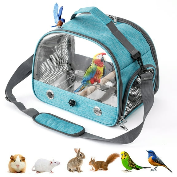 Bird Travel Carrier with Perch Parakeet Backpack Carriers with Stainless Steel Plate Portable Pet Carrier Bag for Bird Cage Accessories Transparent Travel Carrier Cage for Budgie Conure Cockatiel