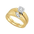 thumbnail image 3 of FB Jewels 10kt Yellow Gold His Hers Round Diamond Solitaire Matching Wedding Set 1/4 Cttw Size 7, 3 of 3