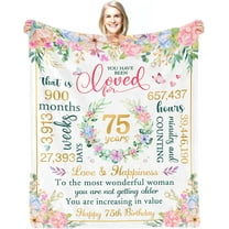 75th Birthday Gifts for Women 75th Birthday Decoration Gifts for Women Blanket for 75th Birthday 75 Birthday Gifts for Women Mom Blanket Gifts for Mom from Daughter Throw Blanket 60x50 inches