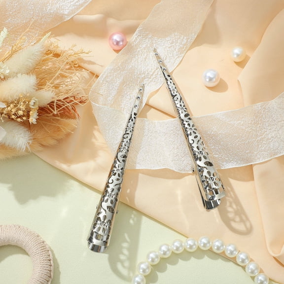LOLIPPYY 4pcs Stylish Metal Hair Clips Silver for Everyday Use Women