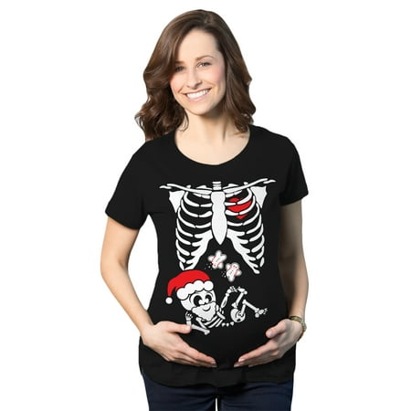 Maternity Santa Skeleton Cute Christmas Belly Bump Pregnancy