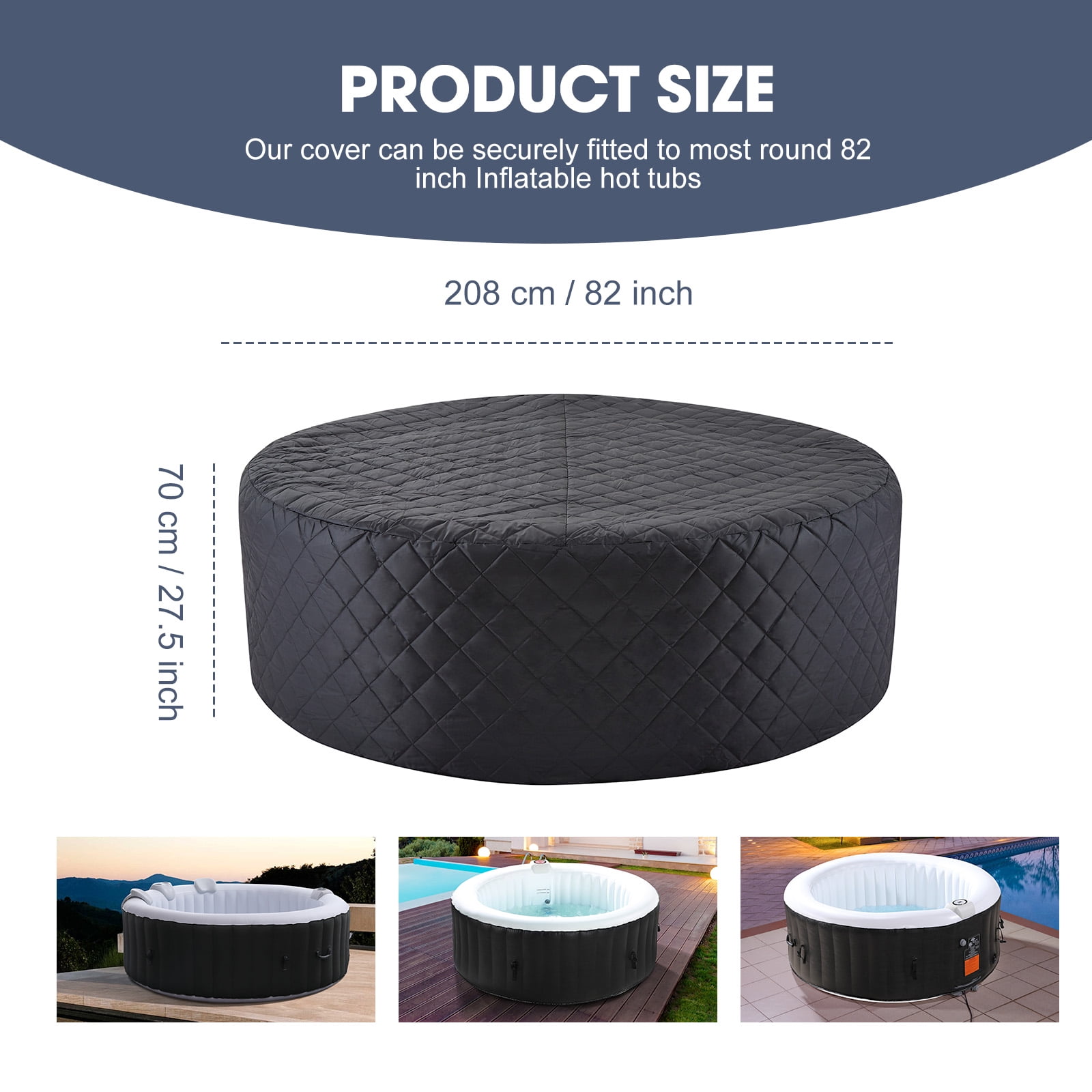 RELXTIME Round Inflatable Hot Tub Thermal Cover, 82"