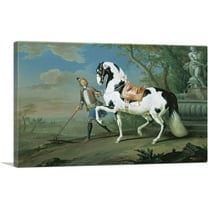 ARTCANVAS Man Leading Black White Horse Canvas Art Print by Johann Georg de Hamilton - Size: 26" x 18" (0.75" Deep)