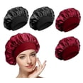 thumbnail image 1 of 4 Pieces Satin Sleep Cap, Satin Sleep Cap Night Cap With Wide Elastic Band Soft Sleep Cap For Women With Long Curly Hair, 1 of 1