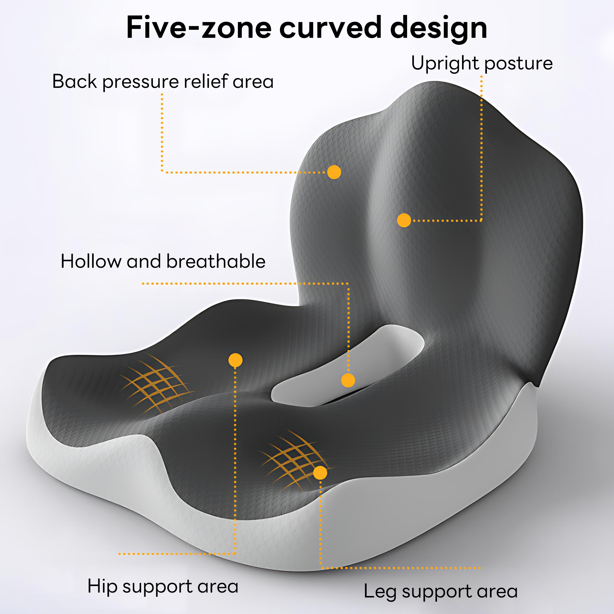 INSMART Ergonomic Seat Cushion with Lumbar Support – 2-in-1 Memory Foam Chair Pad for Posture Support & Comfort, Non-Slip Design for Office, Car, Wheelchair – 11.81" W x 16.54" D x 17.72" H