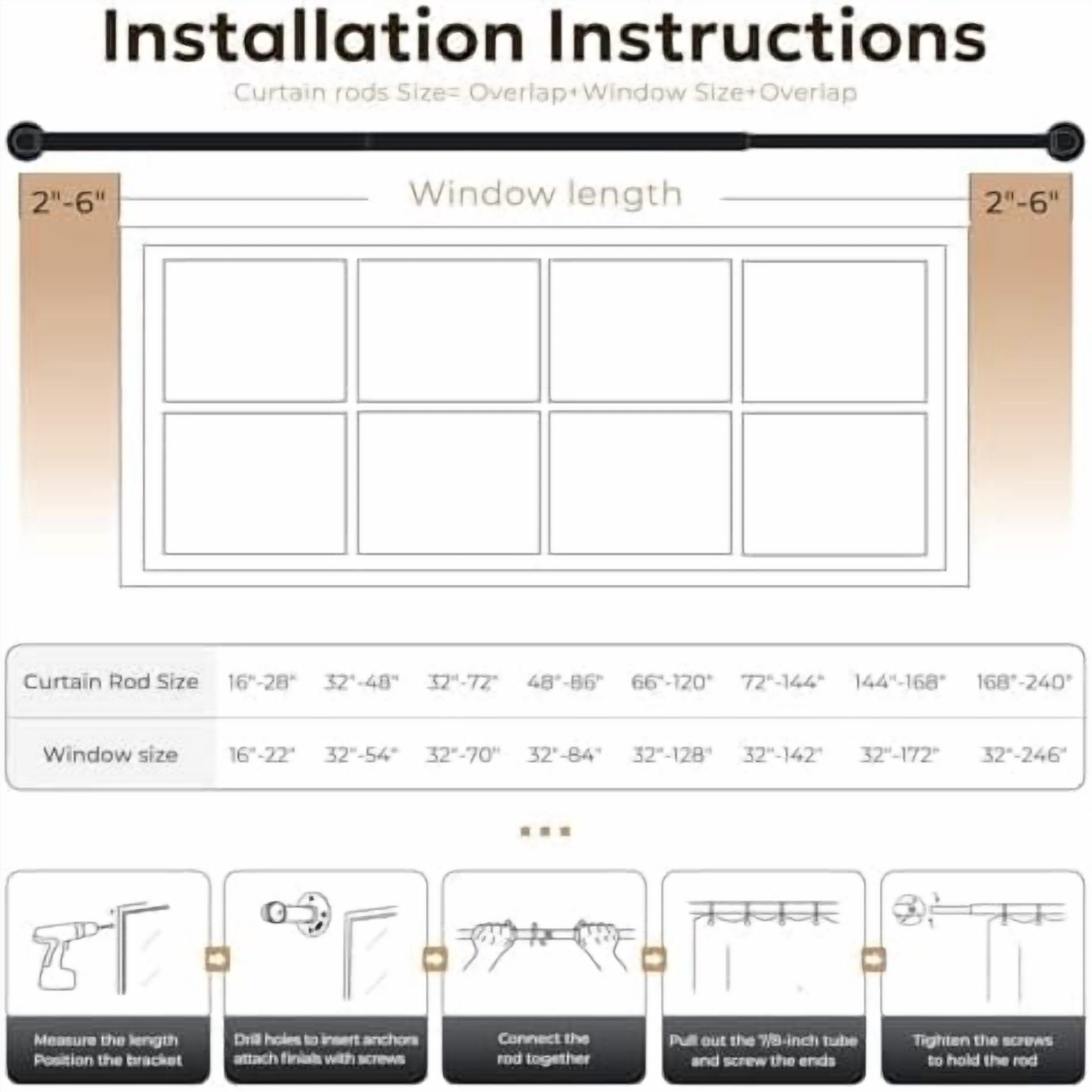 Curtain Rods for Windows 66 to 120, 1 Inch Industrial Wrap Around Warm Gold Curtain Rod, Indoor/Outdoor Room Divider Adjustable Drapery Pole, 66"-120"