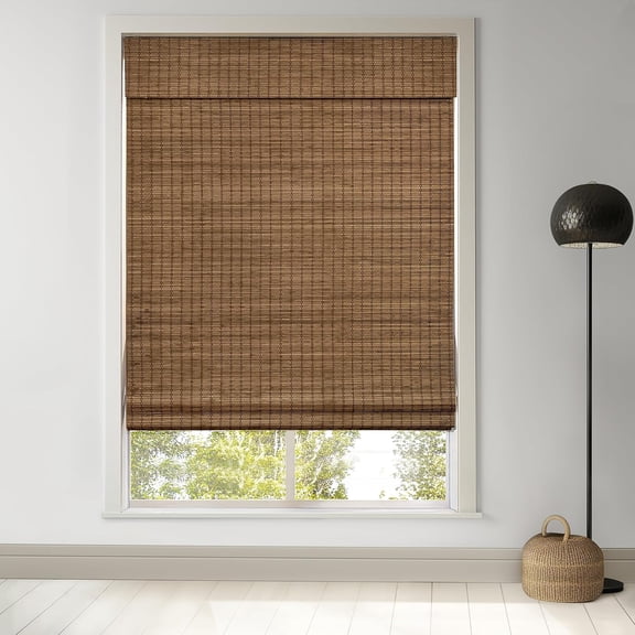 LazBlinds Cordless Bamboo Roman Shades, Privacy Blinds for Interior Windows, Room Darkening Roll Up Bamboo Blinds for Home & Patio, 25.5" W x 64" H, Highfield Teak
