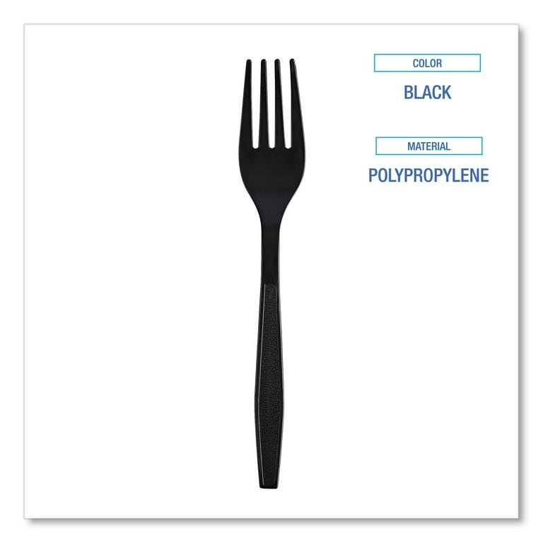 Heavyweight Polypropylene Cutlery, Fork, Black, 1000/Carton Heavyweight Polypropylene Cutlery, Fork, Black, 1000/Carton