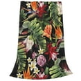 thumbnail image 2 of Bingfone Watercolor Tropical Flowers Print Flannel Fleece Blanket Throw Blanket For Bed,Sofa,Couch,Travel,Camping(80"X60"), 2 of 9