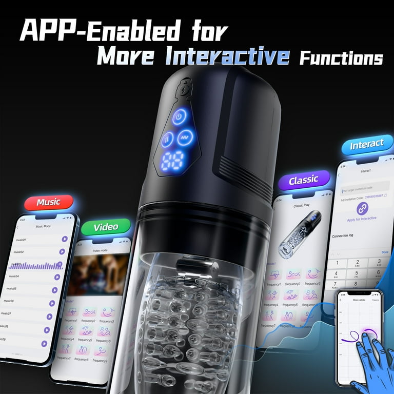 Automatic Male Masturbator Sex Toys for Men,KERERO Male Masturbator with 9  Thrusting Rotating and 9 Vibrating Patterns,APP Control Adult Toys 3D Male  Stroker