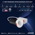 thumbnail image 7 of LUXRITE 2 In. LED Recessed Light, Round White & Wall Washer Interchangeable Trim, 5CCT, 1000LM, 15W, CRI80, Dimmable, 7 of 7
