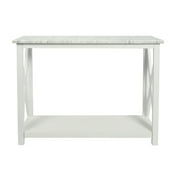 Modern Durable Agatha Italian Carrara White Marble Console Table with White Color Solid Wood Legs - 39", Rectangular
