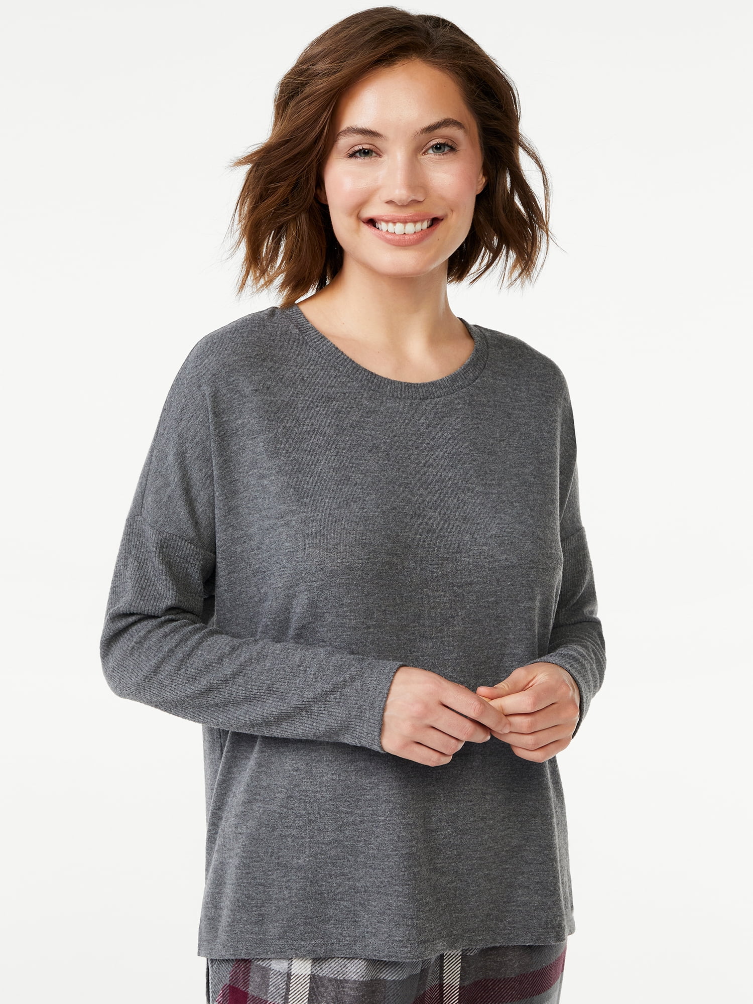 Joyspun Women's Hacci Knit Sleep Top, Sizes S to 3X