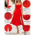 thumbnail image 5 of Women’s Red Spaghetti Halter Mini Dress – Pleated Corset High Slit Elegant Summer Party Dress, Plus Size Available, 5 of 7