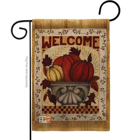 13 x 18.5 in. Fall Welcome Burlap Harvest & Autumn Impressions Decorative Vertical Double Sided Garden Flag