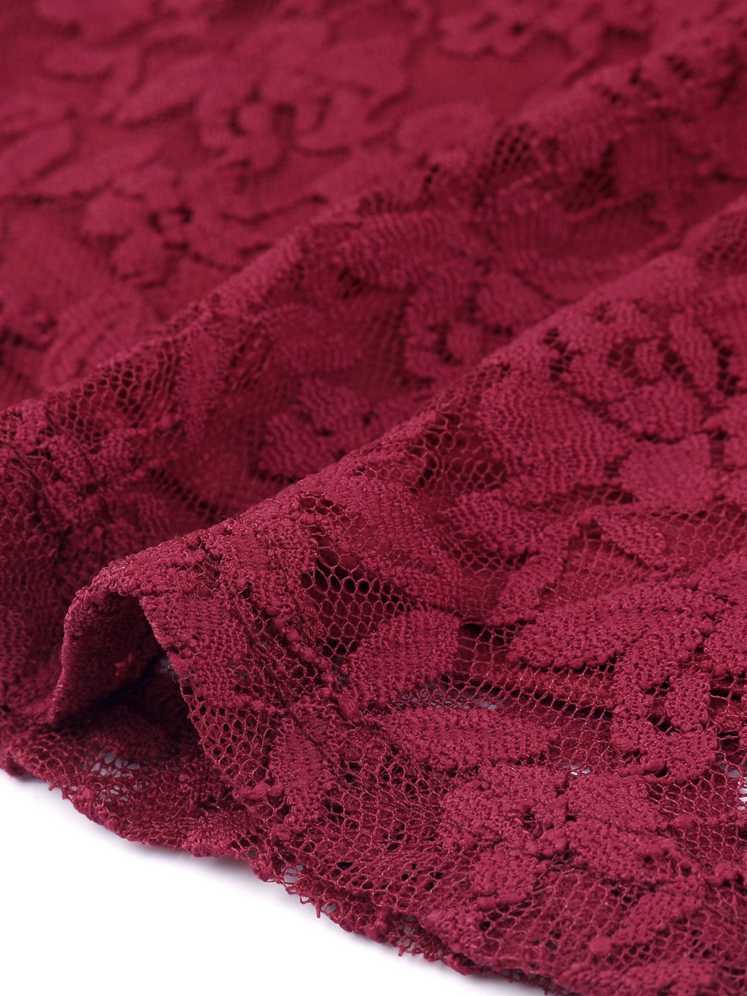 DARING DIVA Women's Elegant Sweetheart Neck Lace Peplum Tops S Burgundy