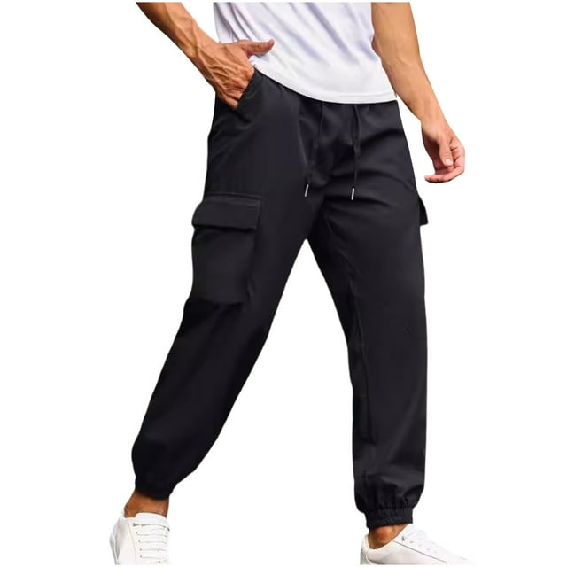 Dagugfen Pantalons Cargo pour Hommes Automne Hiver Taille Haute avec Cordon de Serrage pour Camping Randonnée Poches