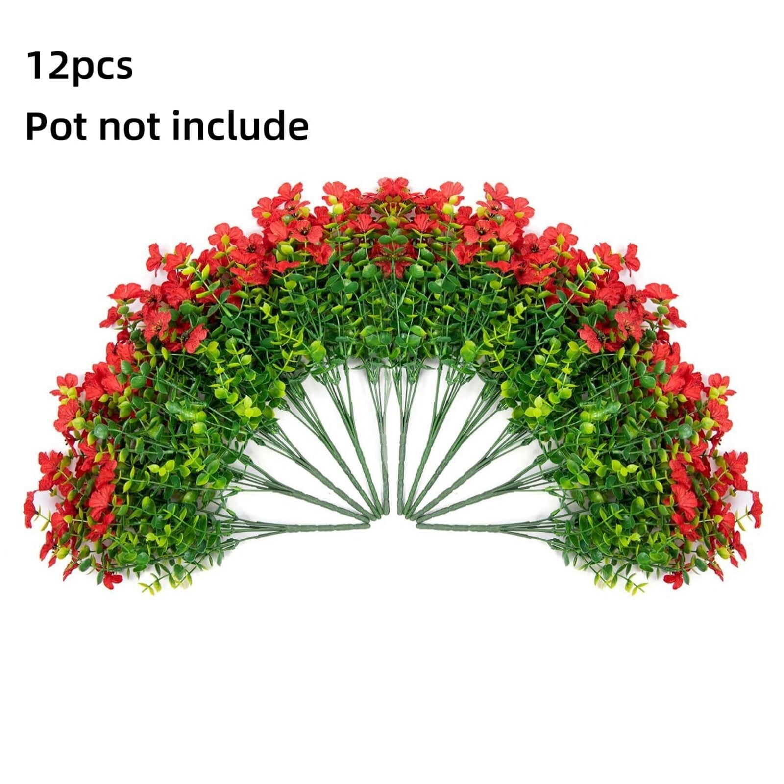 HAWEE Artificial Faux Plants Flowers Outdoor Spring Decoration, 12 Bundles Fake Silk Colorful Daisy Eucalyptus Realistic UV Resistant for Outside Home Planter Porch Patio Window Yard Decor