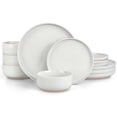 thumbnail image 3 of Vesteel 12-Piece Dinnerware Set, Ceramic Plates and Bowls Set for 4, Speckled Stoneware Dishes Set for Family, Microwave & Dishwasher Safe - Speckled White, 3 of 11